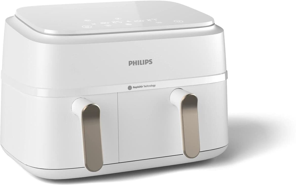 Heissluftfritteuse "Philips 3000 Series Dual Basket", beige (champagner), B:38,25cm H:44,39cm T:31,42cm, Fritteusen, Heissluftfritteuse champagner Einheitsgröße
