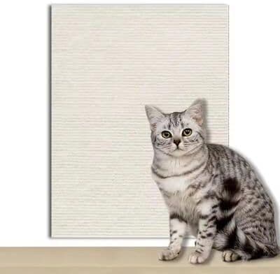 Inspire Select DIY Self Adhesive Cat Scratching Mat Trimmable Furniture, Wall & Corner Scratch Protector Carpet warm White 11.8 X 11.8 In