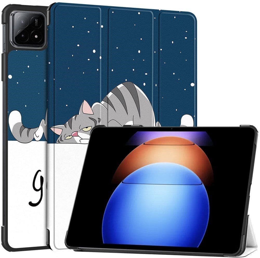 EIDERWOOD Xiaomi Pad 6S Pro Tri-Fold Kunstlæder Cover m. Vågeblus Funktion - Kat