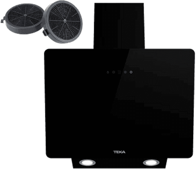 Campana decorativa - Teka DVB 64140 TOS BK, 3 Niveles de ventilador + Intensivo, 400 m³/h, Ancho 59.7 cm, LED, Cristal negro