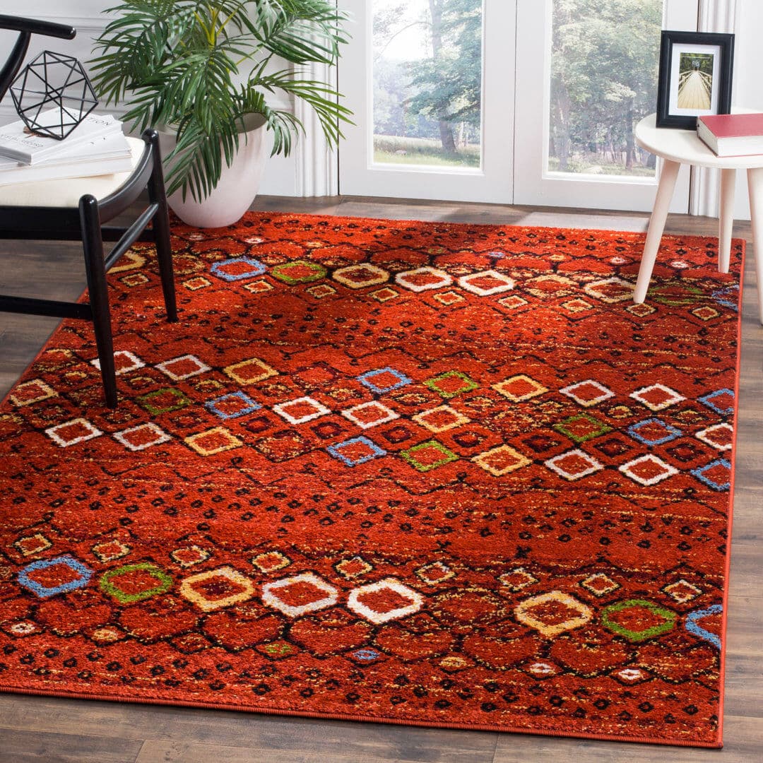 Bloomsbury Market Saugus Geometric Area Rug Green;Red;Black;Blue Rectangle 201 x 279 cm