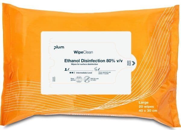 Plum Wipeclean 80%   Wipes   Large   20 Stk