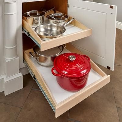 "Slide-A-Shelf Custom Made-To-Fit Slide-Out Shelf 6"" to 36"" Wide with Birch Wood Front and Full Extension Rails"