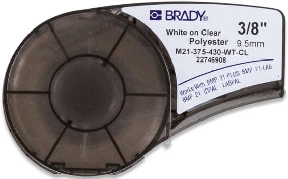 Brady M210 Polyester tape 9,53mm Hvit pÃ¥ Klar - 1850728