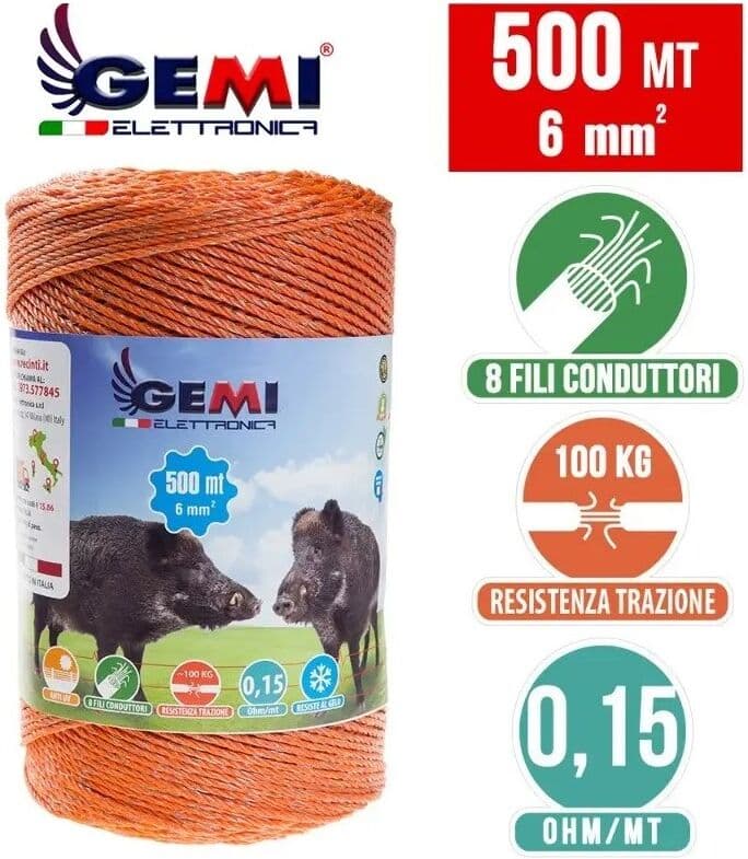 Gemi Elettronica Elektrisk Gjerde Komplett Sett Med Solcellepanel: 12v Strømsparer Og 500m 6mm² Tretråd Til Elektrisk Gjerde Gemi