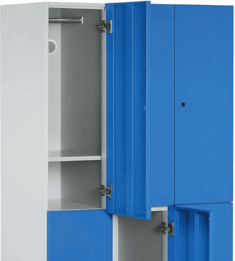 B2B Partner Šatníková skrinka S1 s úložnými boxmi, 6 boxov, 1850 x 900 x 500 mm, demont, otočný zámok, tmavosivé dvere