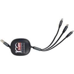 HP Autozubehör Ladekabel 3in1 ausziehbar USB Ladegerät 1x USB-C®, 1x Apple Lightning, 1x Micro-USB Fast Charge Schwarz Innenbereich Schnellladegerät 20511