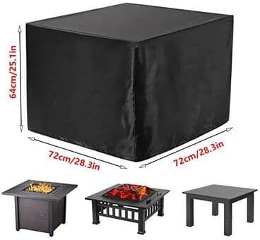 Inspired Finds Square 210T Waterproof Fire Pit Cover UV & Fade Resistant Outdoor Fire Pit Table Protector 28.3x28.3x25.1in