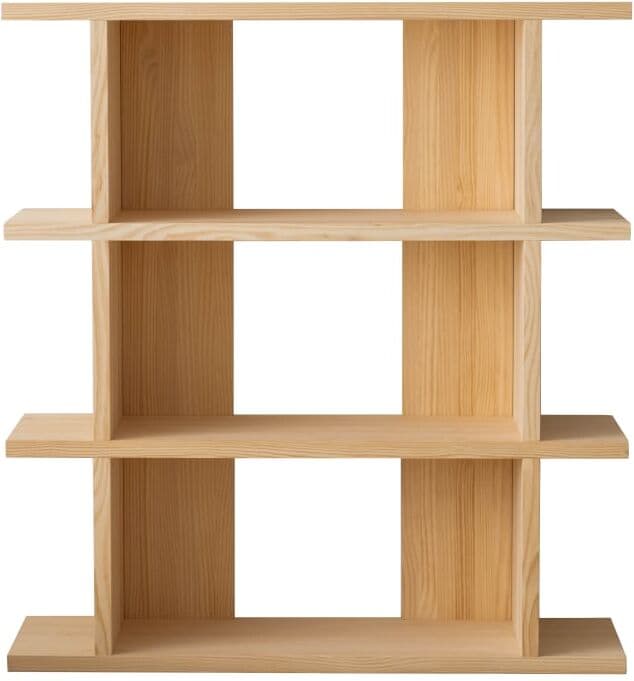 Naan Furniture Bibliothèque en pin massif non verni 1x3 Marron 107x115x30cm