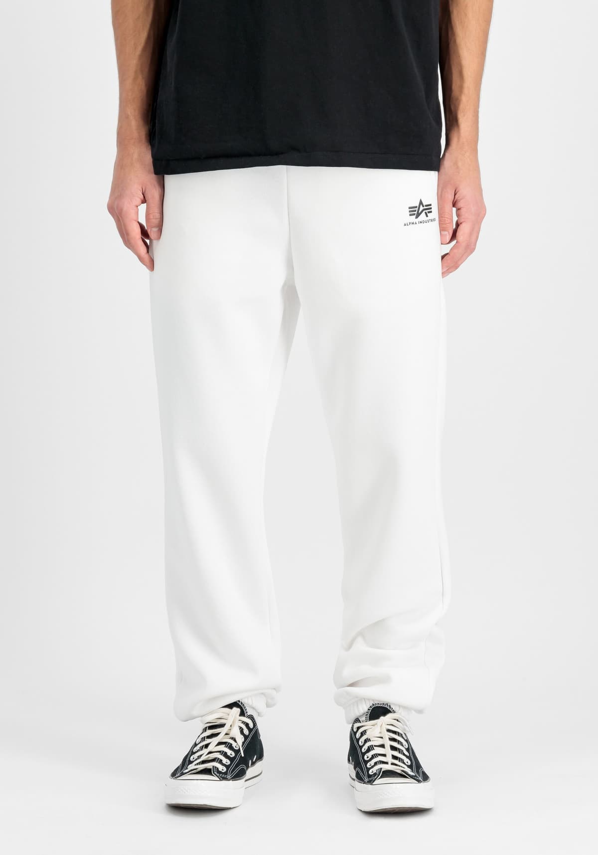 Jogginghose ALPHA INDUSTRIES "Basic SL II Jogger", Herren, Gr. M, Normalgrössen, weiss (weiß), Obermaterial: 80% Baumwolle, 20% Polyester, Hosen Jogginghose weiß M, Normalgrössen