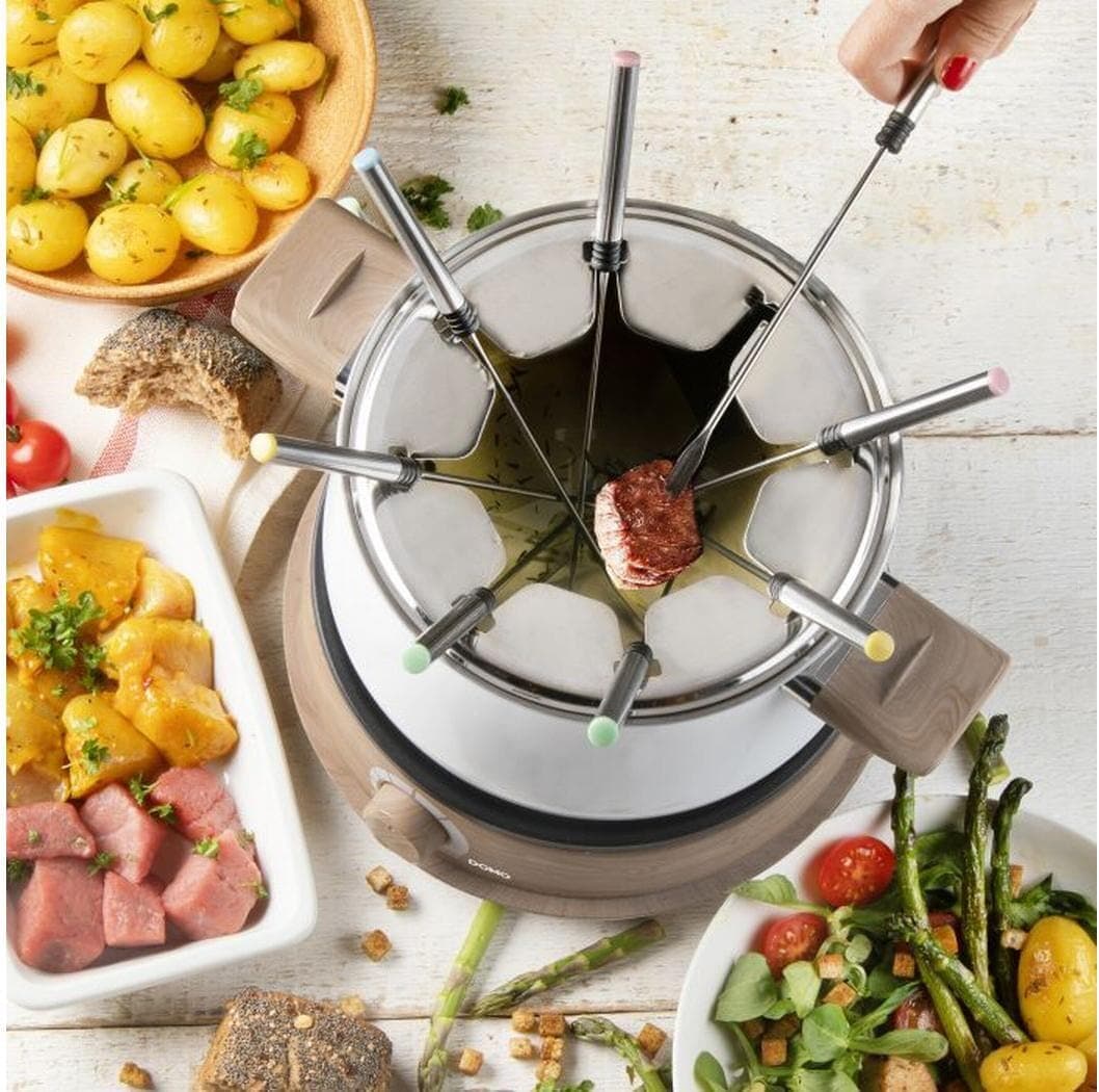 DOMO Fondue "DO736F 10 Teile", weiss (weiß), B:29cm H:20,2cm Ø:29cm, Fondues, Fondue weiß Einheitsgröße