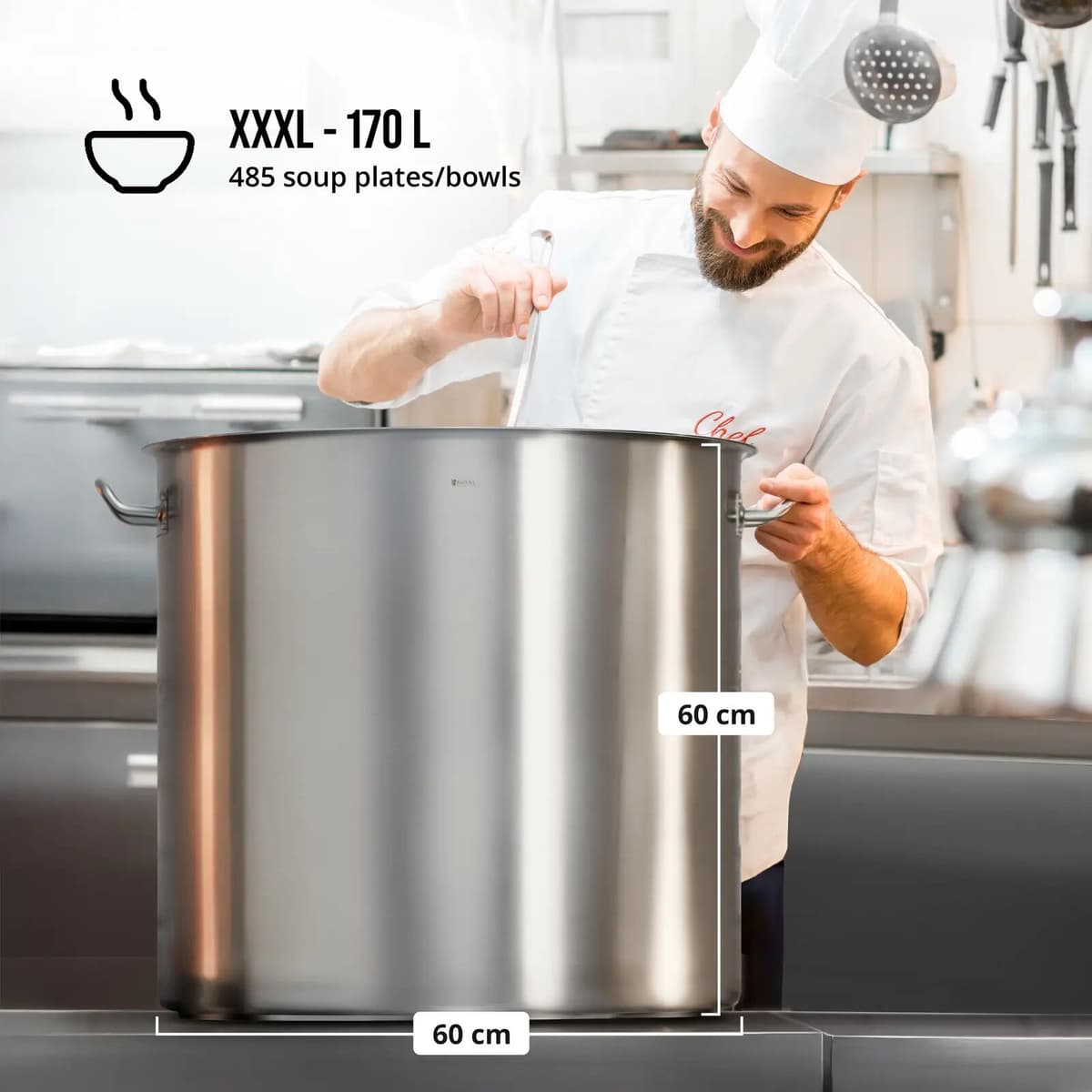 Royal Catering Pentola per induzione - 170 L - Ø 60 cm -  RC-SSIP170