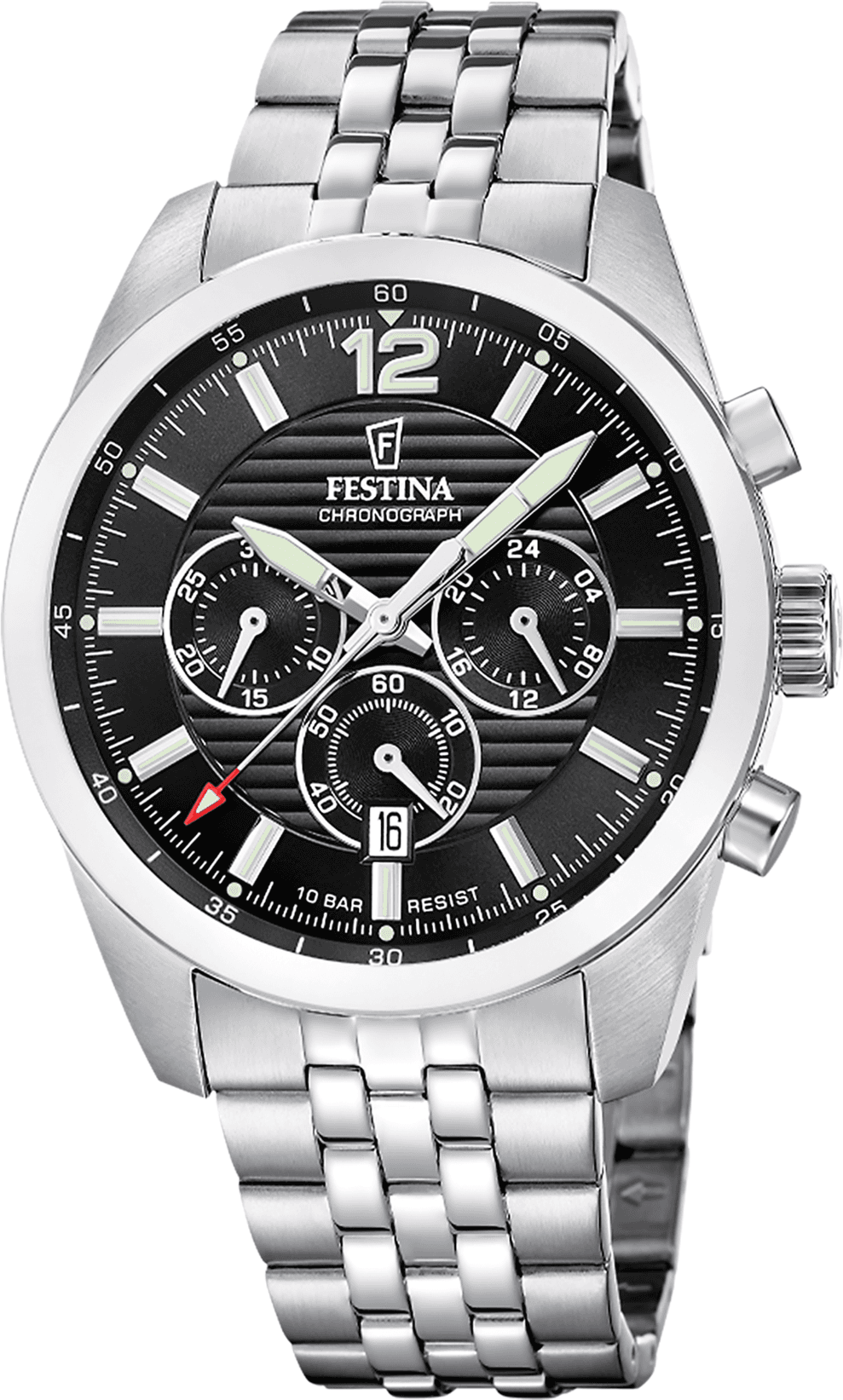 Chronograph FESTINA "Timeless Chronograph", silber (silberfarben, schwarz, schwarz), Armbanduhren, Herren, silberfarben, Chronograph, Quarzuhr, Armbanduhr, Herrenuhr, Edelstahlarmband, analog, Tag