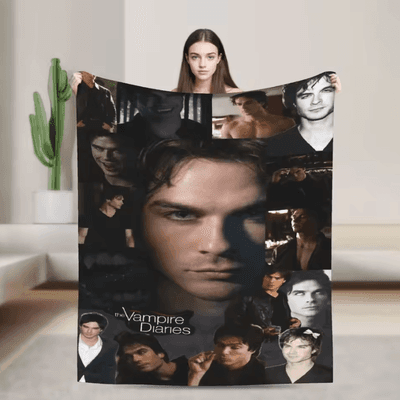 Inspire Curations Damon Salvatore Vampire Diaries Fleece Throw Blanket 5 153x204cm