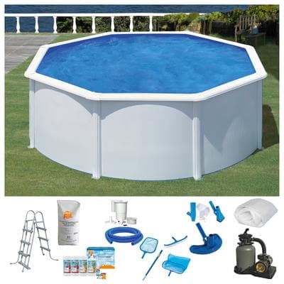 Rundpool KONIFERA "MALAGA 4", blau (weiß), H:120cm Ø:460cm, Schwimmbecken, Rundpool, Höhe 120 cm, inkl. umfangreichem Zubehör in versch. Größen