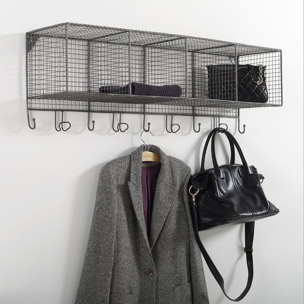 LA REDOUTE INTERIEURS Etagère murale en métal fer, 9 patères, AREGLO