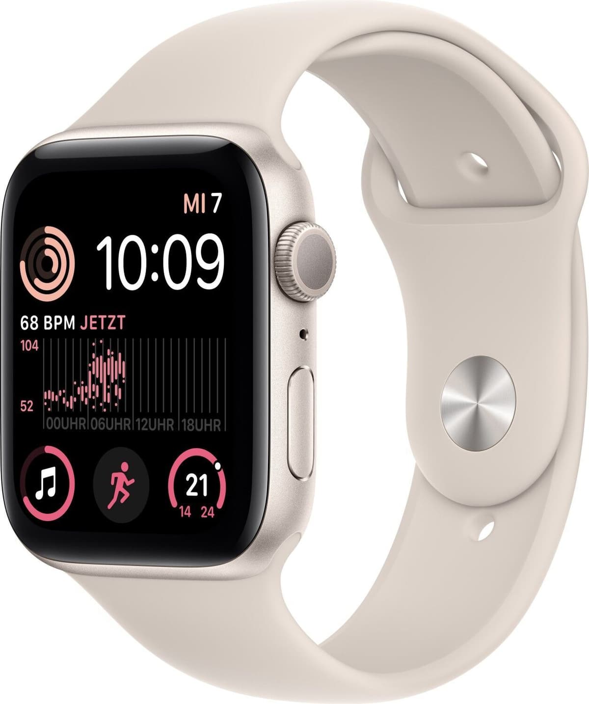 Apple Watch SE 44 mm (2022)   GPS   Księżycowa Poświata   Pasek sportowy Księżycowa Poświata M/L - Refurbished