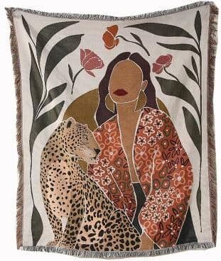 Uplift Treasures Women Leopard Tassel Multifunction Throw Blanket 11 130x160cm