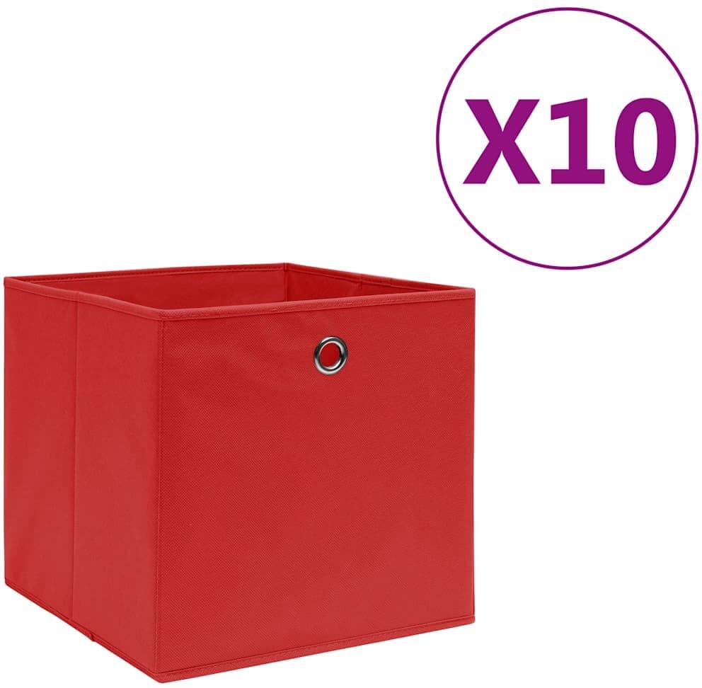 vidaXL Boîtes de rangement 10 pcs Tissu intissé 28x28x28 cm Rouge