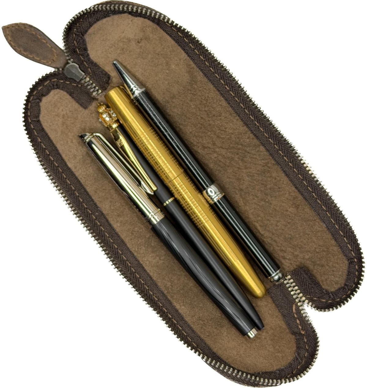 Schreibgeräteetui ALPENLEDER "Drahdi, Leder", Kinder, dunkelbraun, Leder, Schreibgeräteetuis Schreibgeräteetui, Handgefertigtes Lederetui im besonderen Design dunkelbraun Einheitsgröße