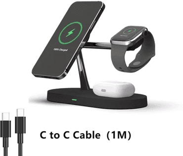 Inspire Picks PowerNest 3 in 1 Wireless Charging Stand Fast Charging Station For IPhone, Apple Watch & AirPods black