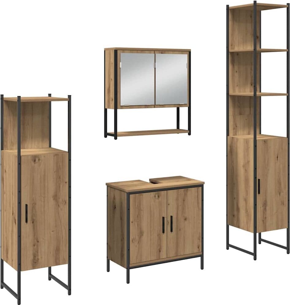 vidaXL Ensemble de mobilier de salle de bain 4 pc Marron