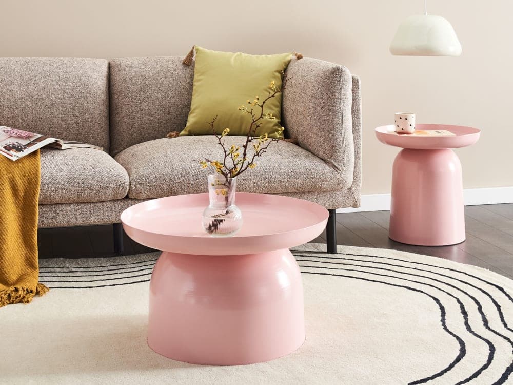 Beliani Mesa de centro  metal rosa pastel