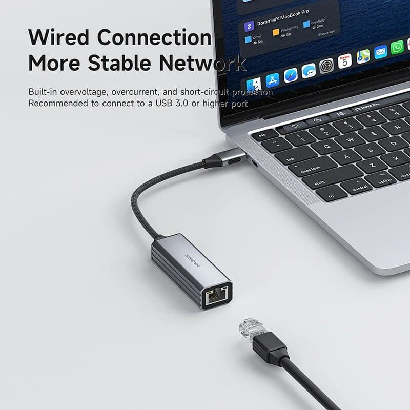 Hagibis USB C to Ethernet Adapter Type-C (Thunderbolt 3/4) to RJ45 Gigabit/2.5G Ethernet Network Hub for MacBook Pro/Air iPhone