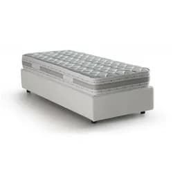 Dmora Einzelbett Anita, Containerbett mit Kunstlederbezug, 100% Made in Italy, Seitliche Öffnung, inklusive Matratze Cm 80x190, Weiß