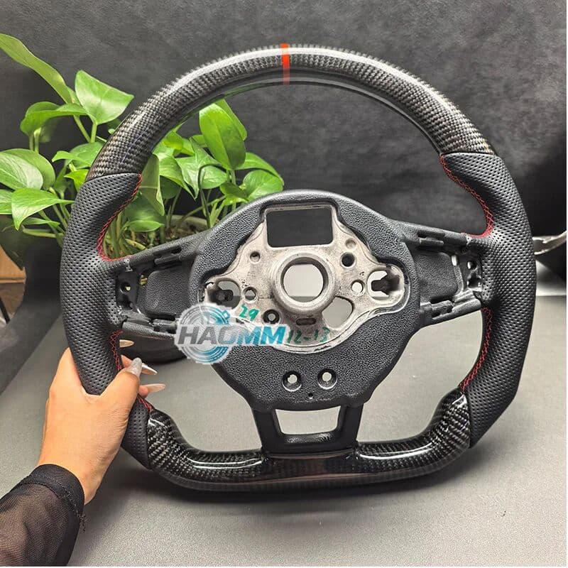 NONE Red Carbon Fiber Steering Wheel for Volkswagen Golf 7 MK7.5 GTI R GTD GTE Passat B8 Tiguan MK2 Polo GTI - Performance Upgrade Accessory