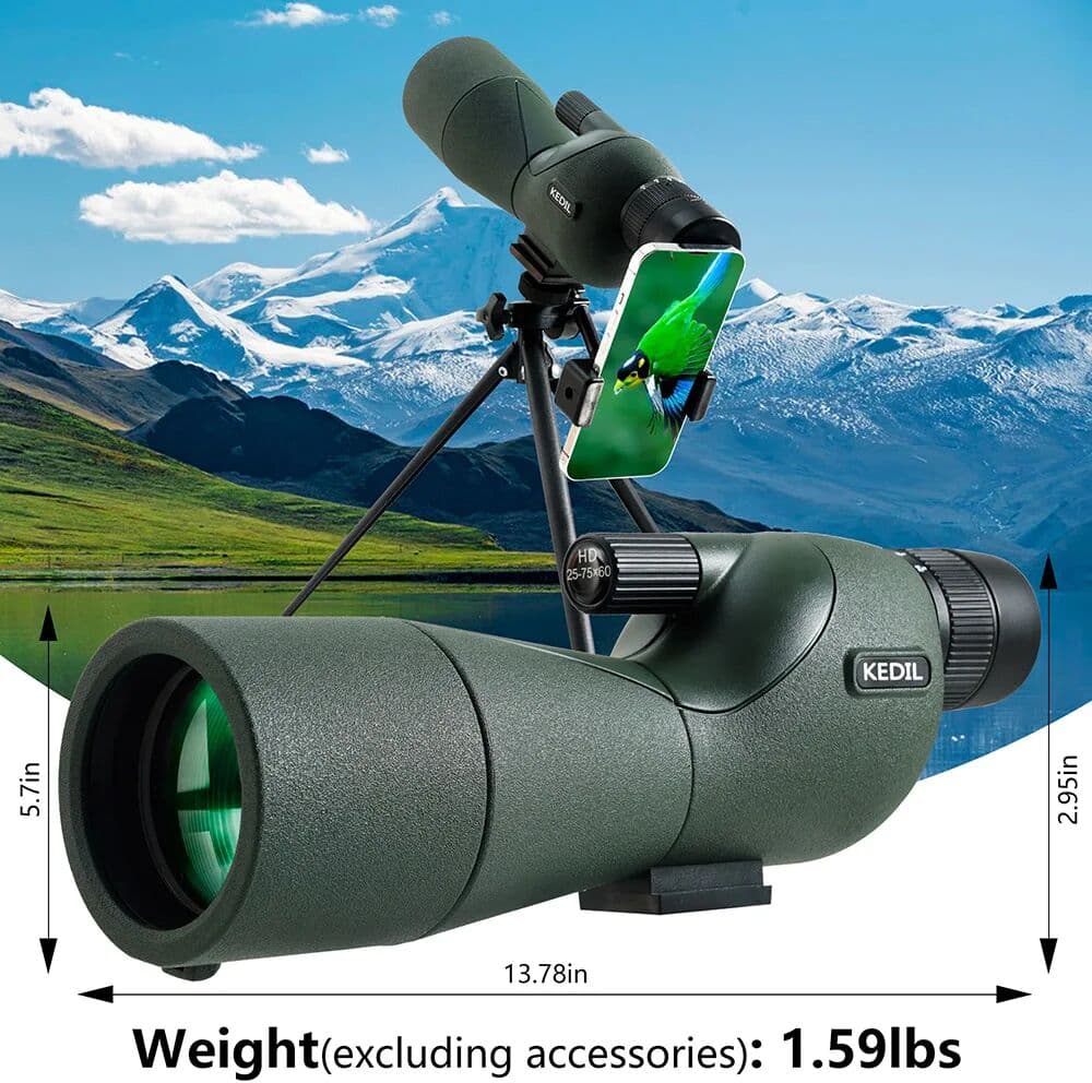 KEDIL 25-75X60 Spotting Scope for Target Shooting Hunting Bird Watching Professional Zoom Powerful Long Range Monocular Telescope BAK4