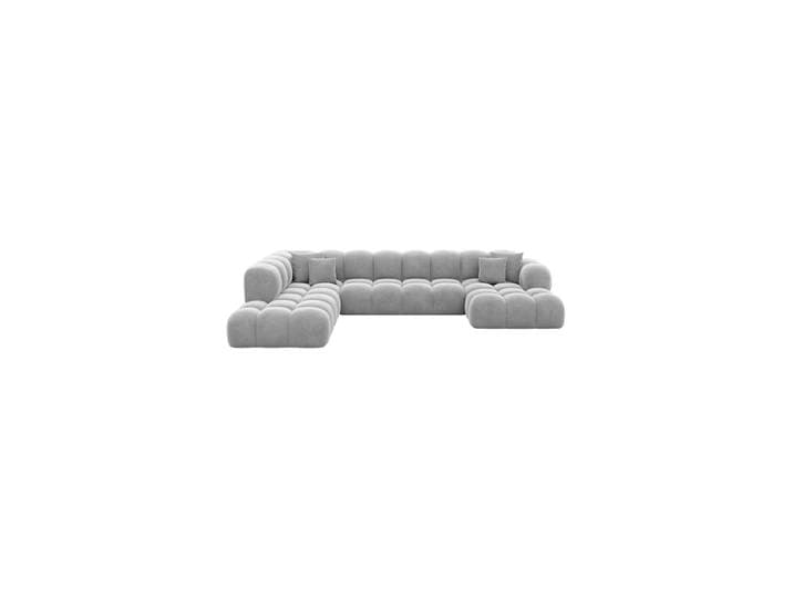 7-Sitzer Design Panorama-Sofa „Varello Lounge XXL“ mit Samtbezug Samtbezug Hellgrau BLOOMINGLOFT Collection