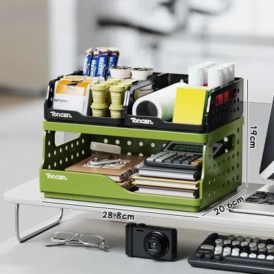 Uplift Picks Foldable Desktop Bookshelf Organizer With Pegboard Storage Rack green (l)