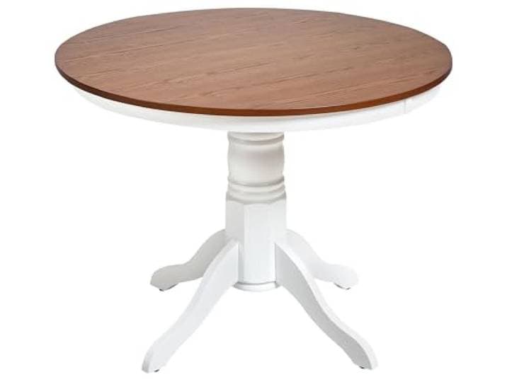 Beliani Esstisch für 4 Personen Holzoptik braune Esche rund ø100 cm Holz-Mittelfuß Akron