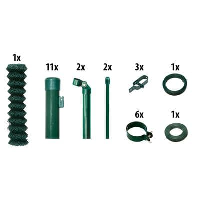 Maschendrahtzaun GARDEN 'N' MORE, grün, H:80cm L:25cm, Stahl, Zaunelemente, 1 Element für 25 m, LxH: 2500 x 83 cm, mit 11 Pfosten
