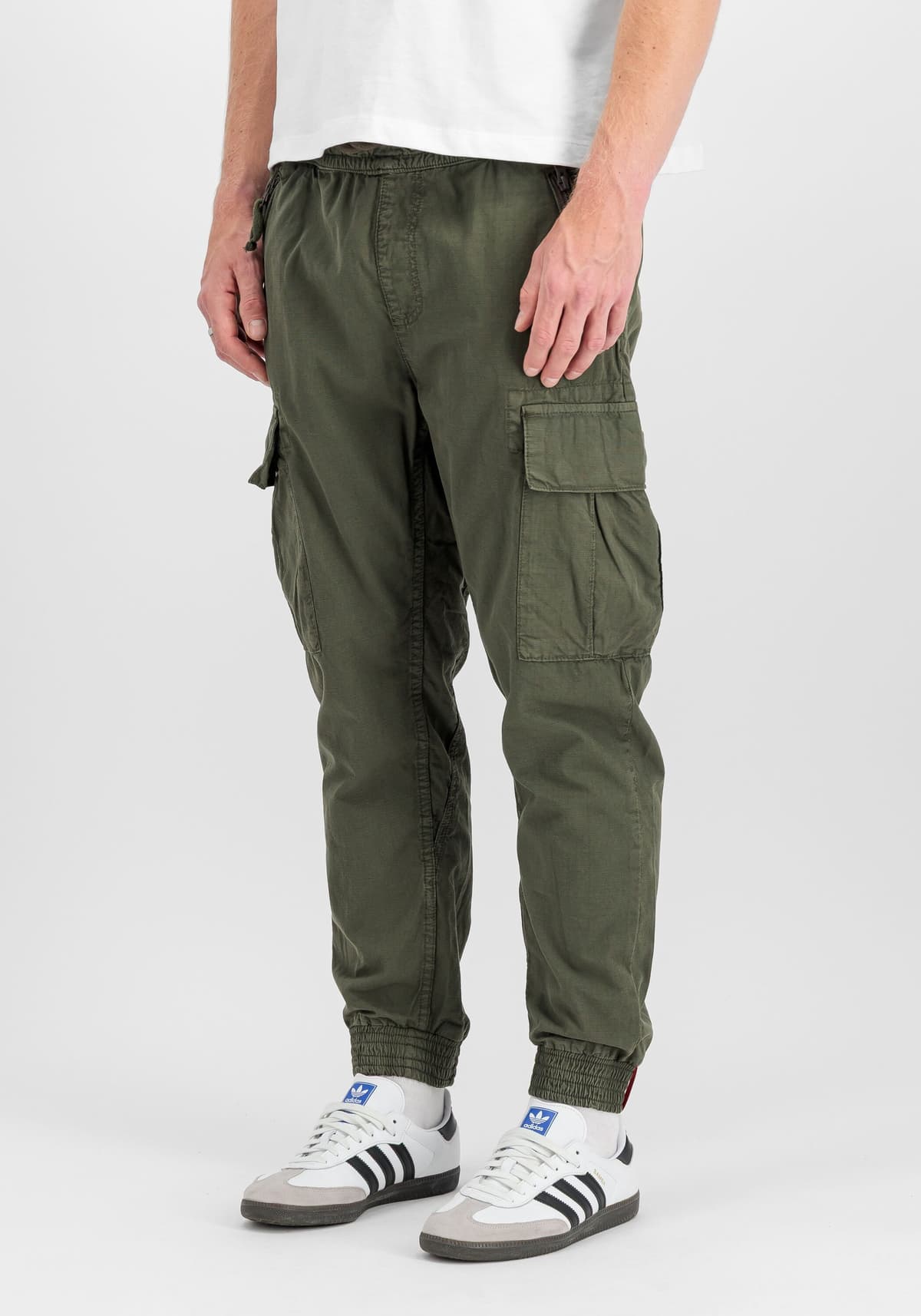 Jogginghose ALPHA INDUSTRIES "Ripstop Slim Jogger", Herren, Gr. XL, Normalgrößen, grau (grauschwarz), Obermaterial: 100% Baumwolle. Futter: 100% Baumwolle, Hosen Jogginghose