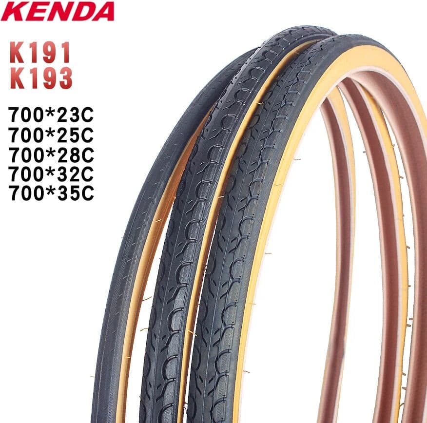 NONE Kenda 700C Bicycle Tire 700x23C 25C 28C 32C 35C K191 K193 Ultralight Yellow Side Tyre Pneu Bicicleta Road Bike Tires