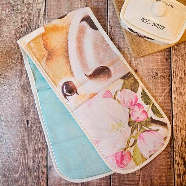 Lucys Farm Lucy's Farm 'Blossom Moo' Cow Double Oven Gloves