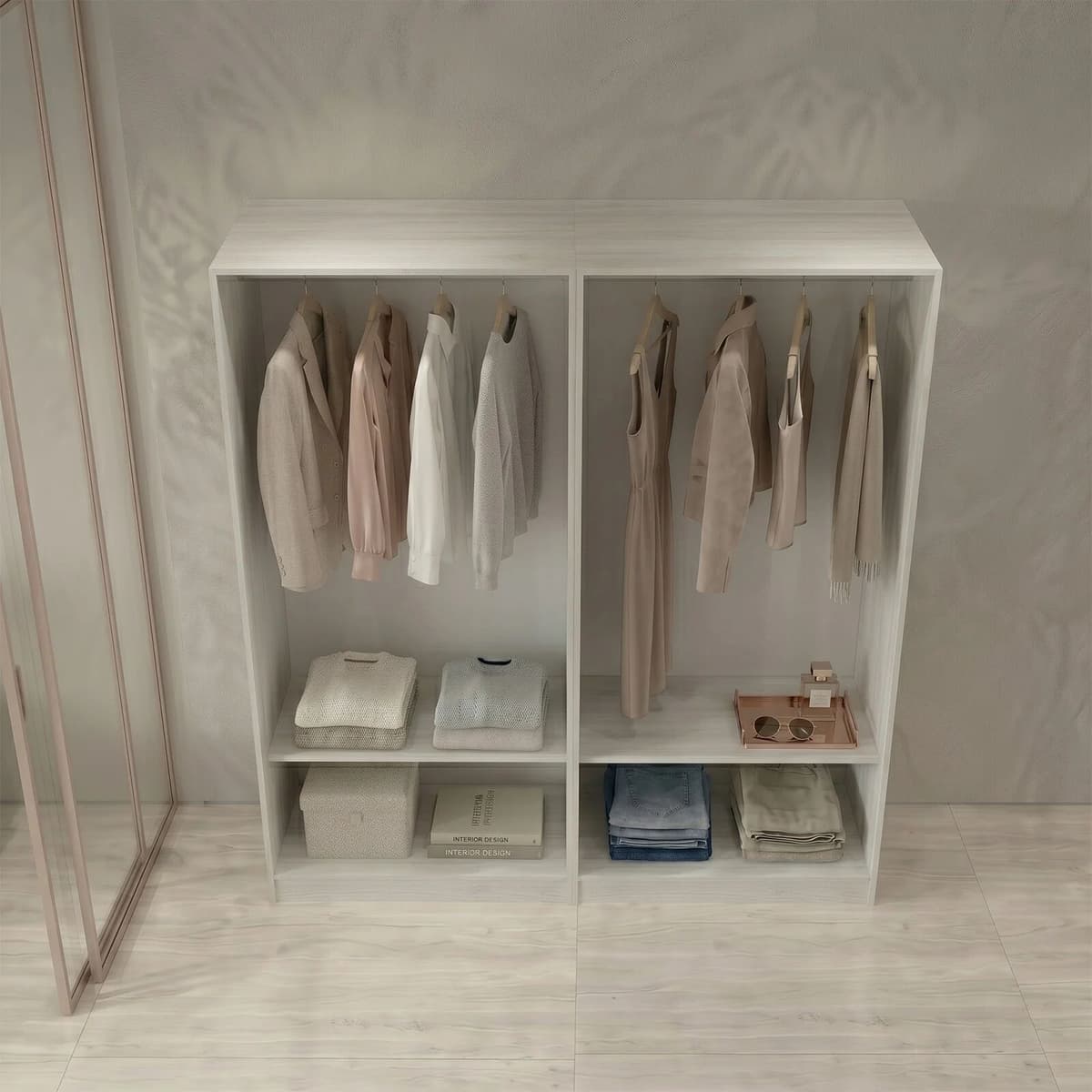 garneroarredamenti Cabina armadio 160x201h cm con appendiabiti bianco frassinato Dulcinea 2