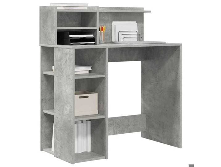 Kenneth@ Bureau - 1 PERSONNE - Table d'ordinateur - avec Rangement - Gris béton 90x48x101 5 cm - LL1087