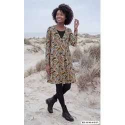 Baumwoll-Mix-Kleid in Druck khaki in Größe 54 von DW-Shop, Khaki, 54