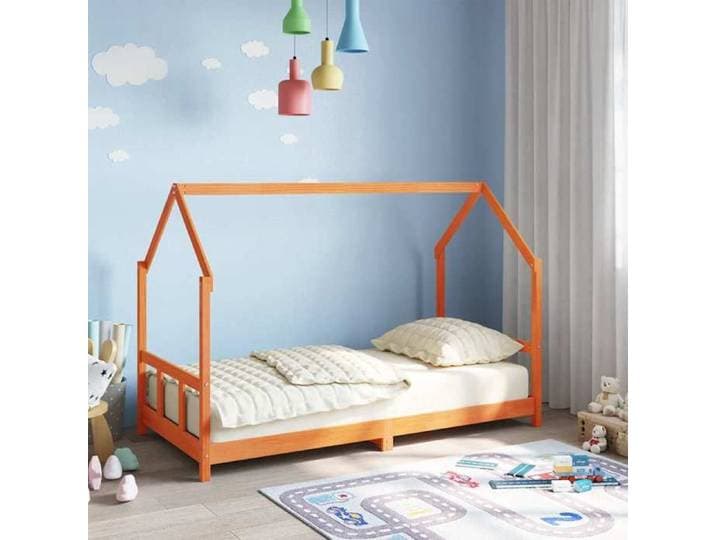 669& Décor Cadre de lit d'enfant - ELORAN - 90x190 cm - cire marron - bois de pin massif - Sommier inclus 8833