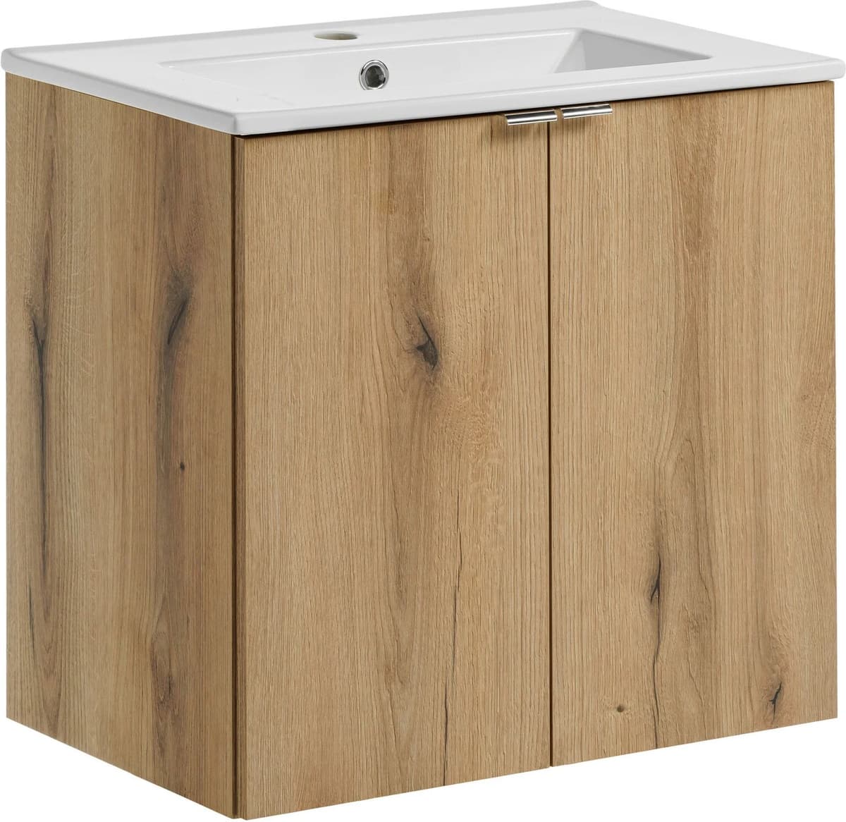 garneroarredamenti Mobile bagno sospeso 60cm 2 ante con lavabo rovere Rovery