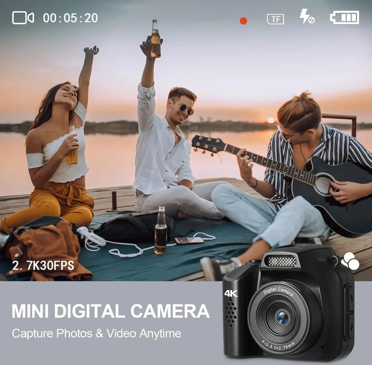 OBIJOYI Mini Keychain Camera 4K HD Retro Digital Camera 64MP 1.54-Inch HD Screen Portable Video Recorder with Flash Thumb Camera