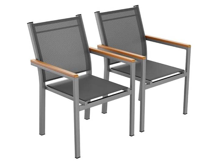 Chaises De Jardin Lot de 2 chaises de Salle à Manger empilables en Aluminium Fauteuil Jardin Chaises de Balcon Gris