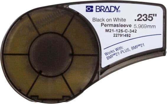Brady M210 Krymp 6mm Sort pÃ¥ Hvit - 1850710