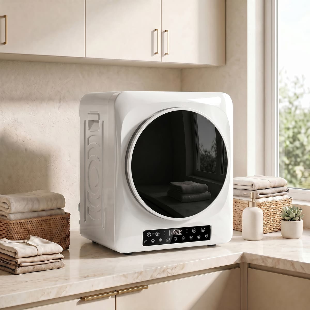 Homcom Asciugatrice Compatta a Ventilazione 1000 W con Modalità Extra-Asciutto e ECO, Impostazioni Timer e Temperatura, Bianco   Aosom Italy