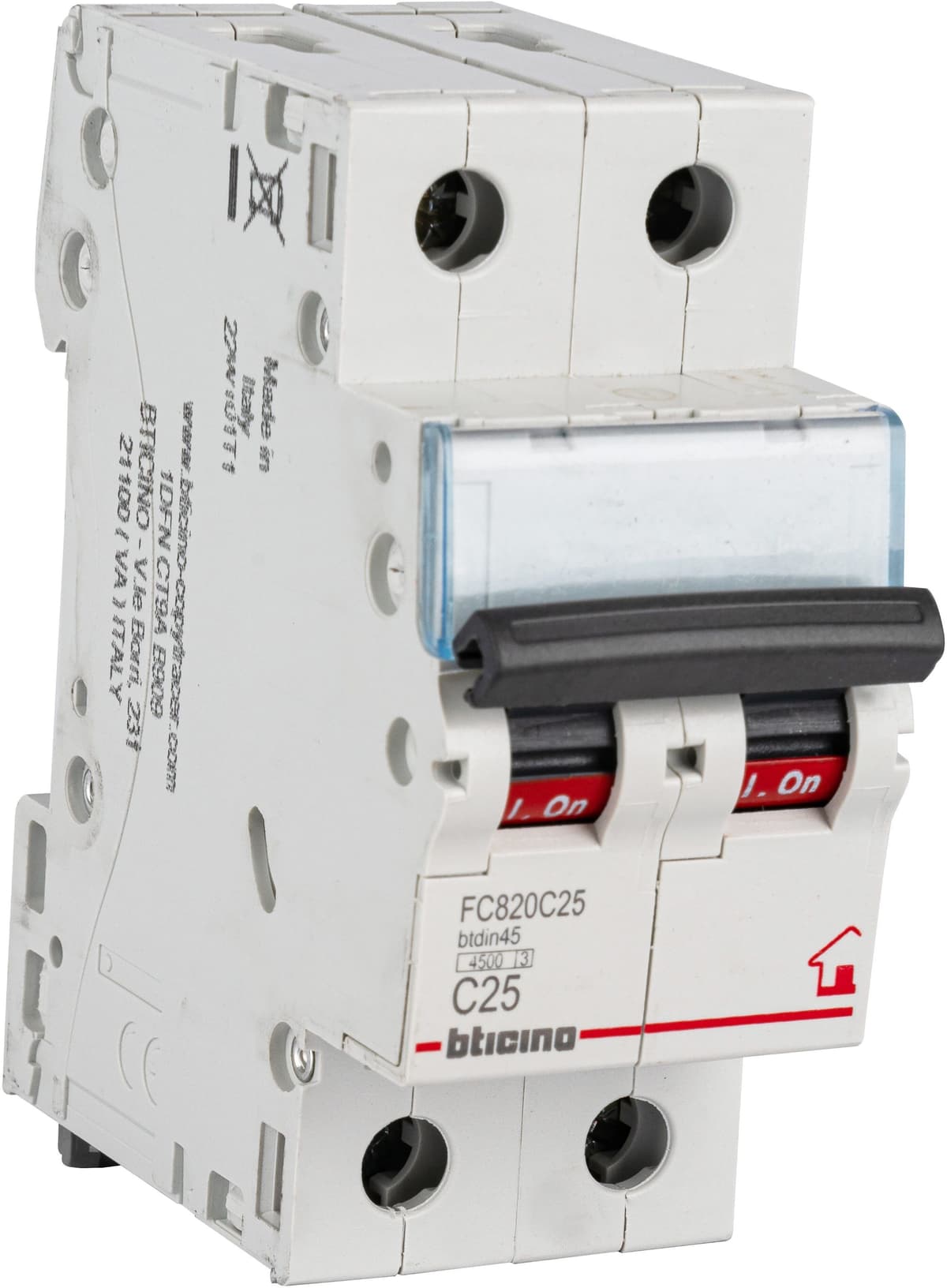 BTicino INTERRUTTORE MAGNETOTERMICO  2P C25 2 MODULI 4500A