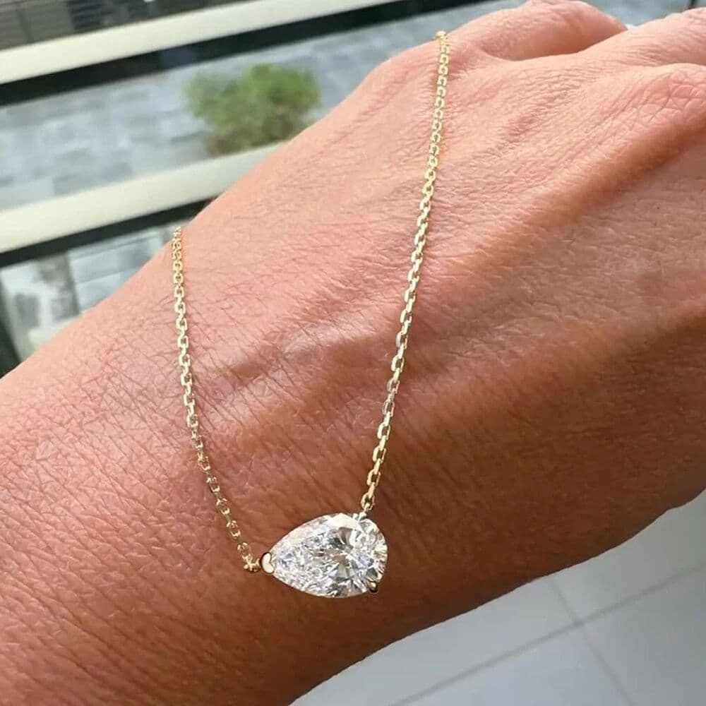 KUTPF 1/3carat Waterdrop Solitaire Moissanite Pendant Necklace with certificate 925 Sterling Silver Pear Cut Diamond Neckchain Woman