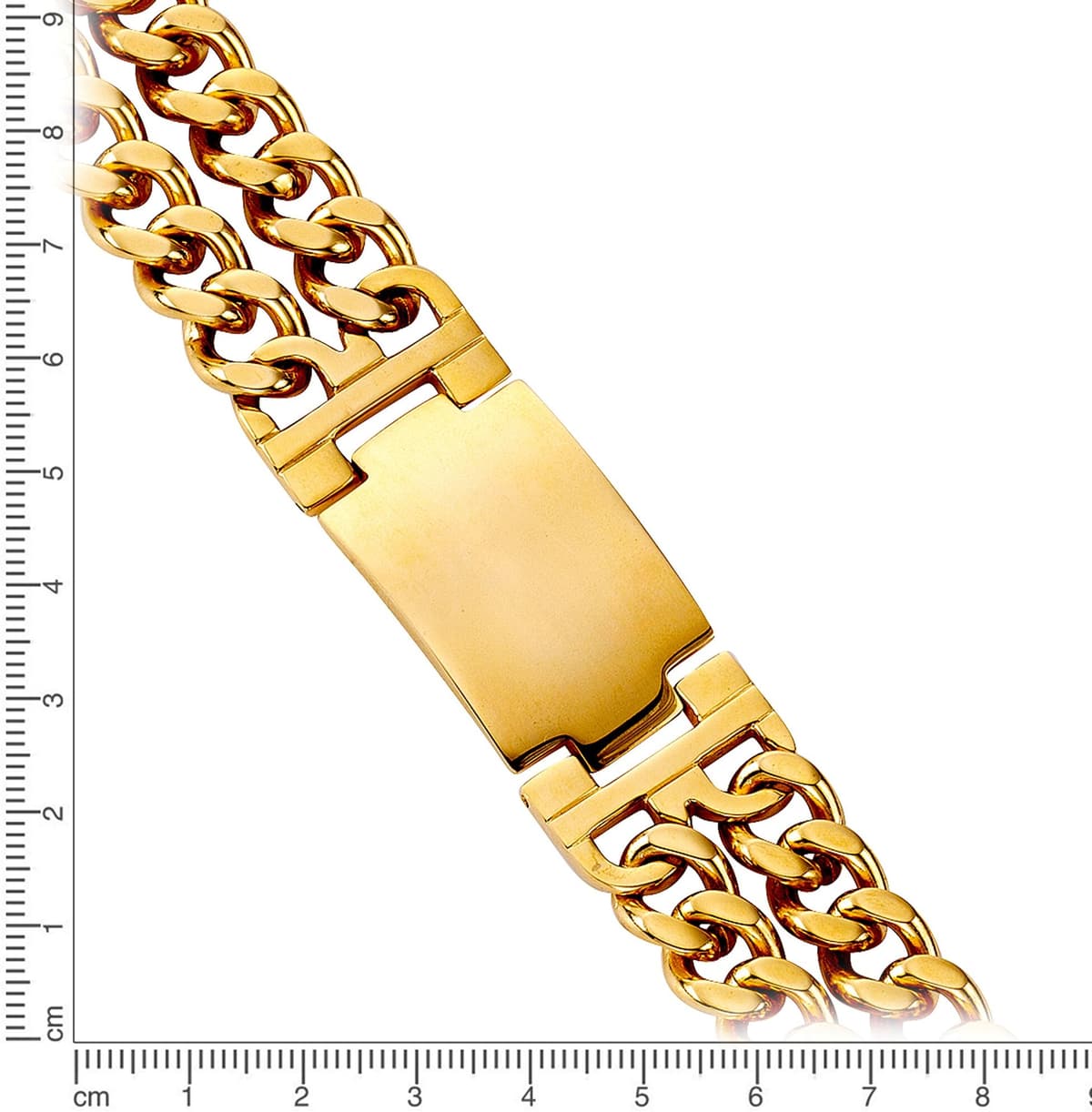 Armband FIRETTI "Schmuck Geschenk Armkette ID-Platte, Panzerkette", gold (gelbgoldfarben), Armbänder, Herren, 21cm, Edelstahl, Armband gelbgoldfarben 21cm, Edelstahl
